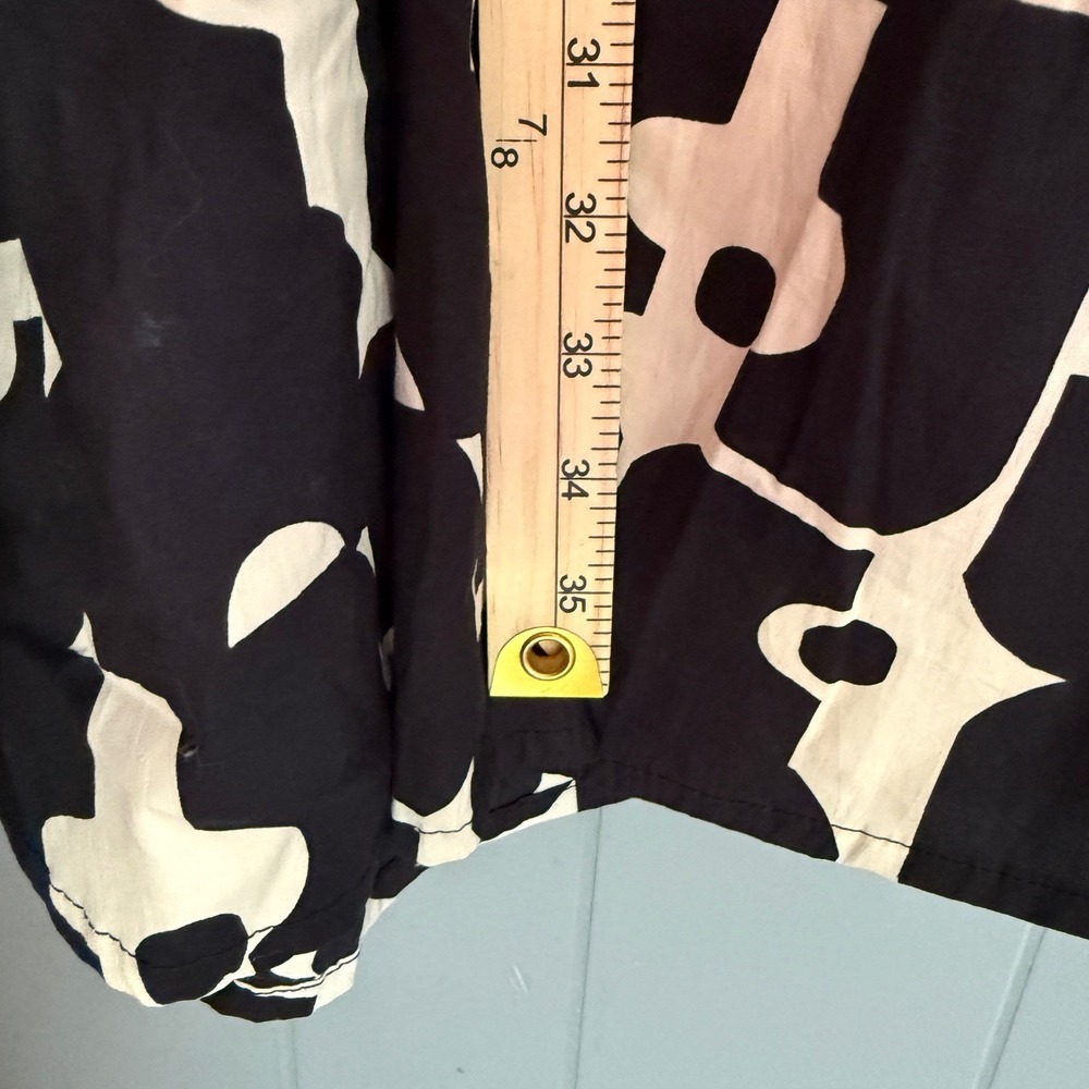 Bel Kazan Strapless Smocked Midi Dress Black Cream Geometric Abstract Boho Sz M - Picture 6 of 13
